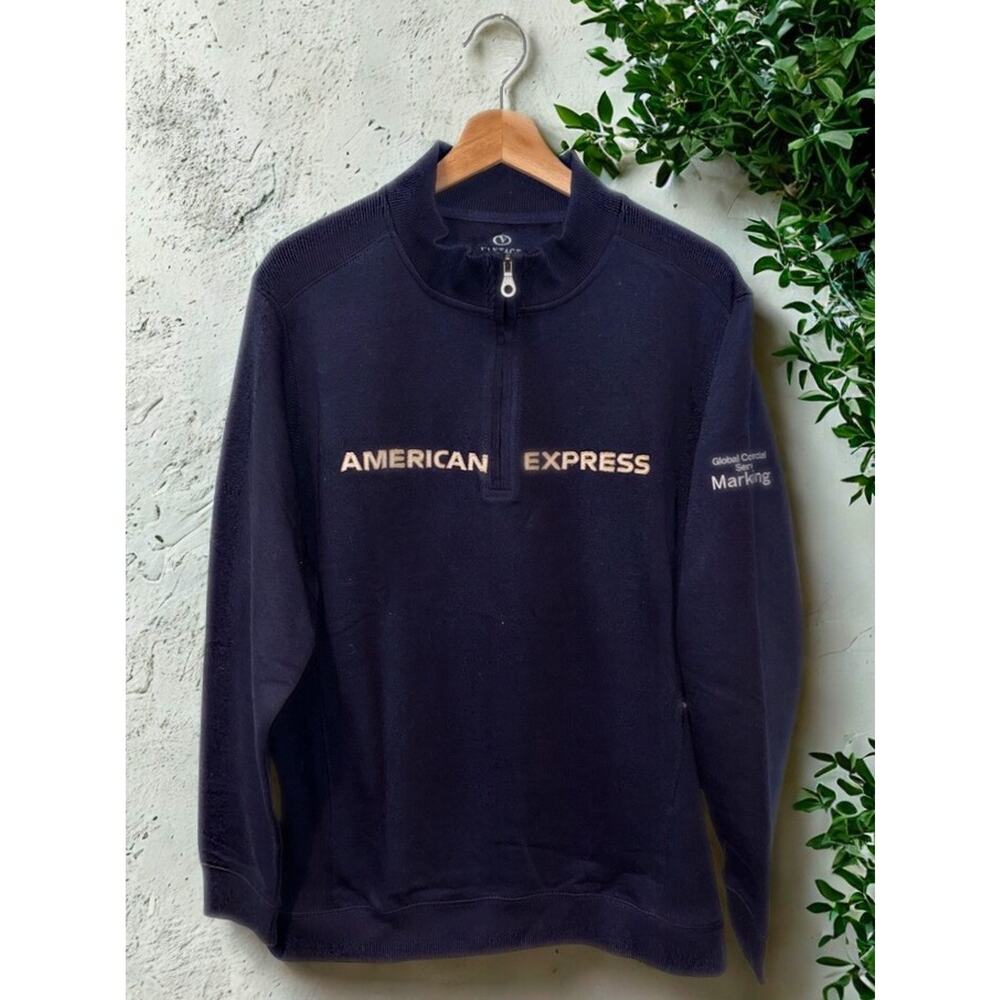 American Express Global Marketing Vantage 1/4 Zip Pullover Men’s M Navy EUC